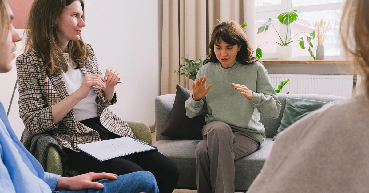 New mom receiving emotional support through life coaching