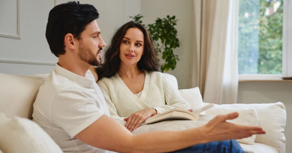 Introvert and extrovert couple finding balance in their relationship.