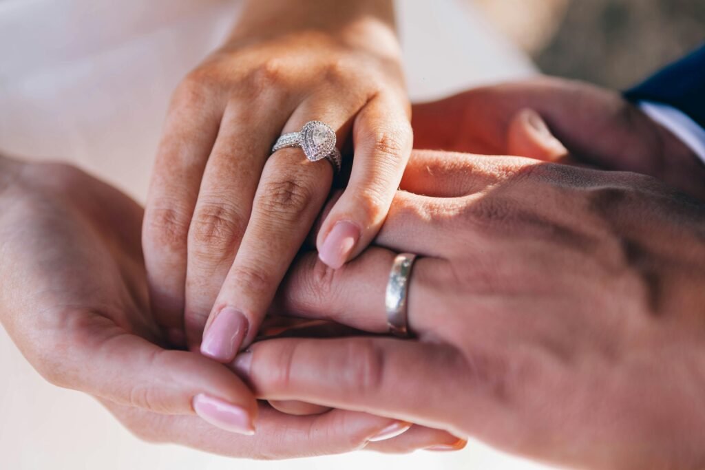A beautiful moment capturing hands exchanging wedding rings in Sydney, Australia.